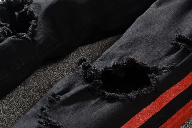 Amiri Faixa de Pista Calça Jeans Preta Desgastada 10