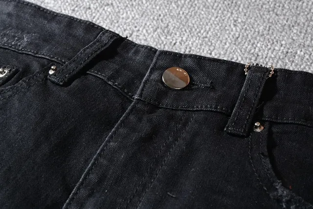 Amiri Faixa de Pista Calça Jeans Preta Desgastada 11