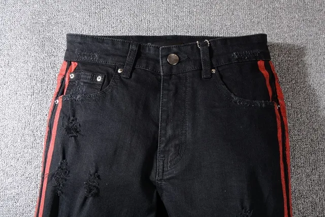 Amiri Faixa de Pista Calça Jeans Preta Desgastada 12