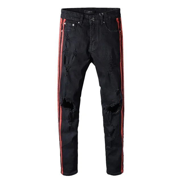 Amiri Faixa de Pista Calça Jeans Preta Desgastada 13