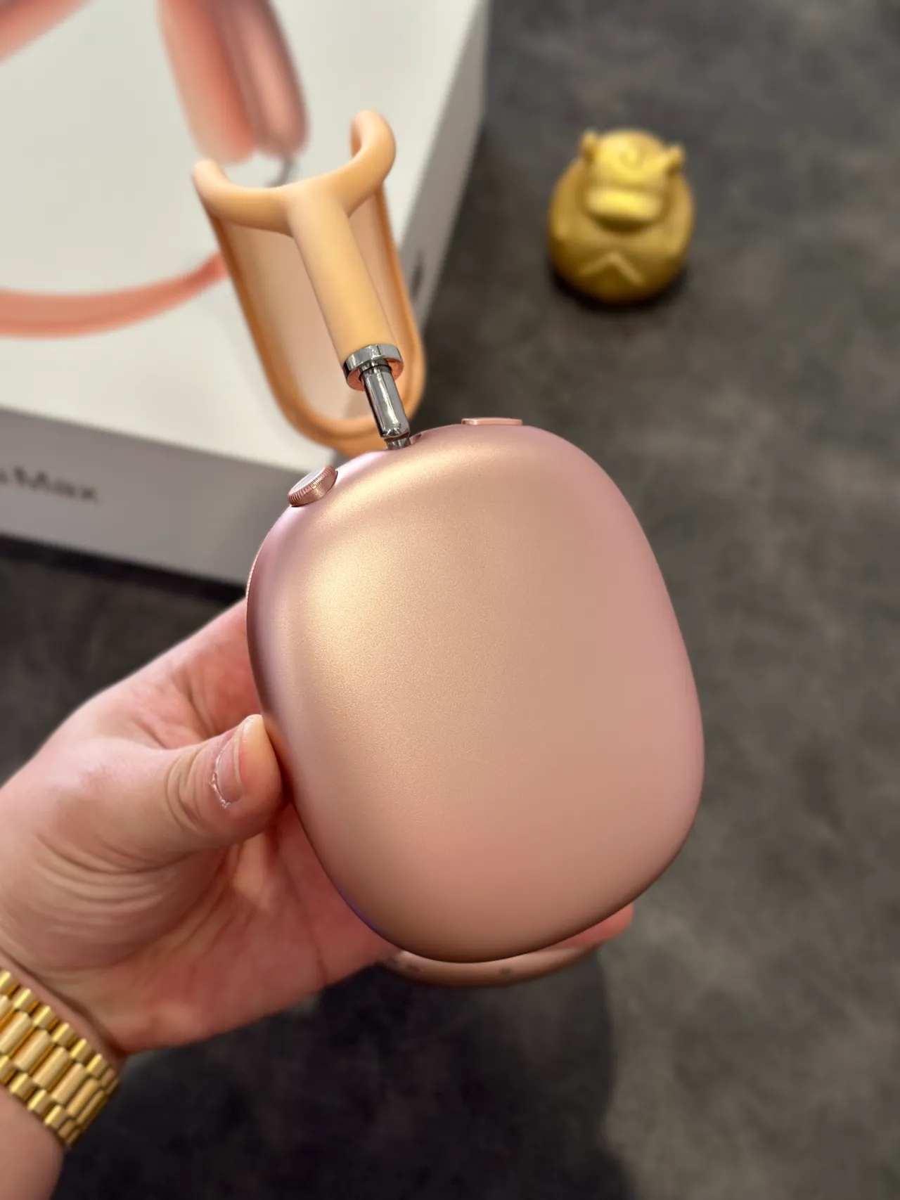 Apple AirPods Max Orange Beige সিলিকন কভার্ড ইয়ারকাপ মেশ হেডব্যান্ড ওভার-ইয়ার হেডফোন 7