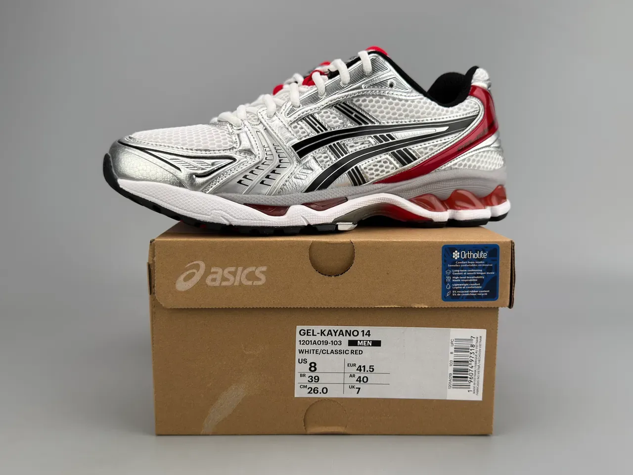 ASICS GEL-KAYANO فضي أبيض أحمر أحذية جري 2