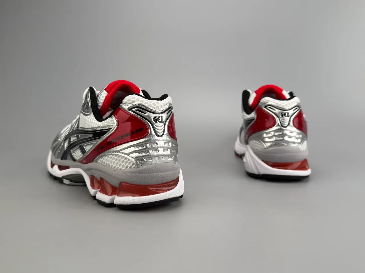 ASICS GEL-KAYANO فضي أبيض أحمر أحذية جري 4