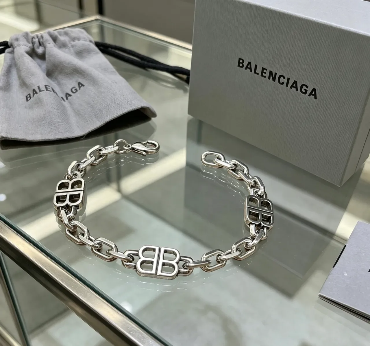Balenciaga BB Chain Silver-Tone Logo Bracelet 5