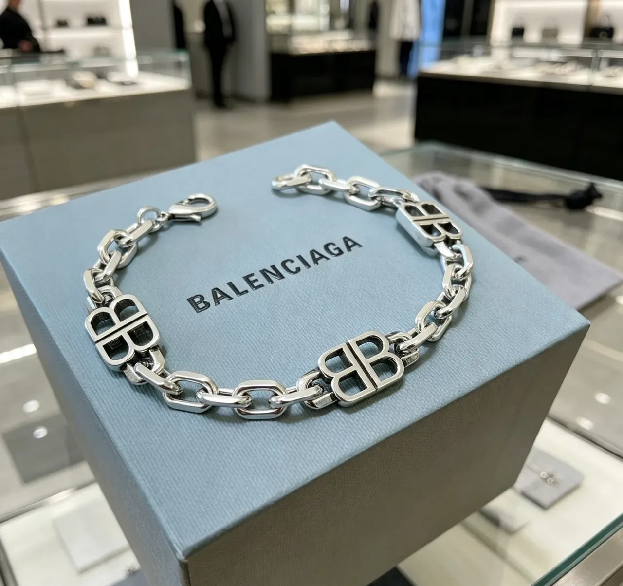 Balenciaga BB Chain Silver-Tone Logo Bracelet 6