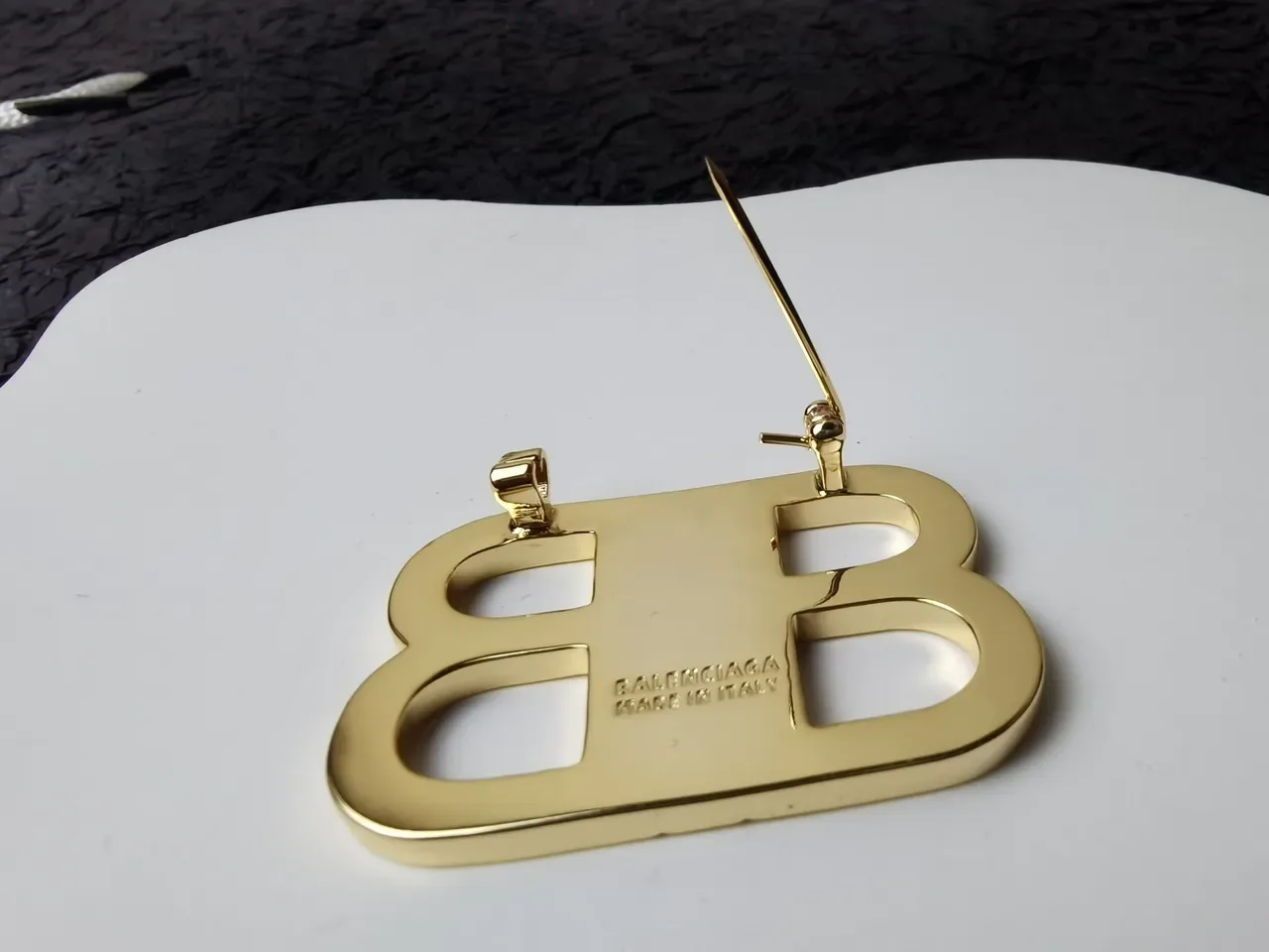 Balenciaga BB Silver Gold Pavé-Crystal Monogram Brooch 7