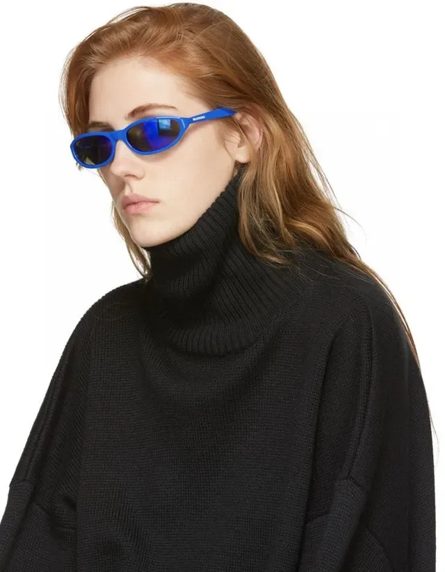 Balenciaga काला भूरा ओवल फ्रेम मैट एसिटेट सनग्लासेस 3