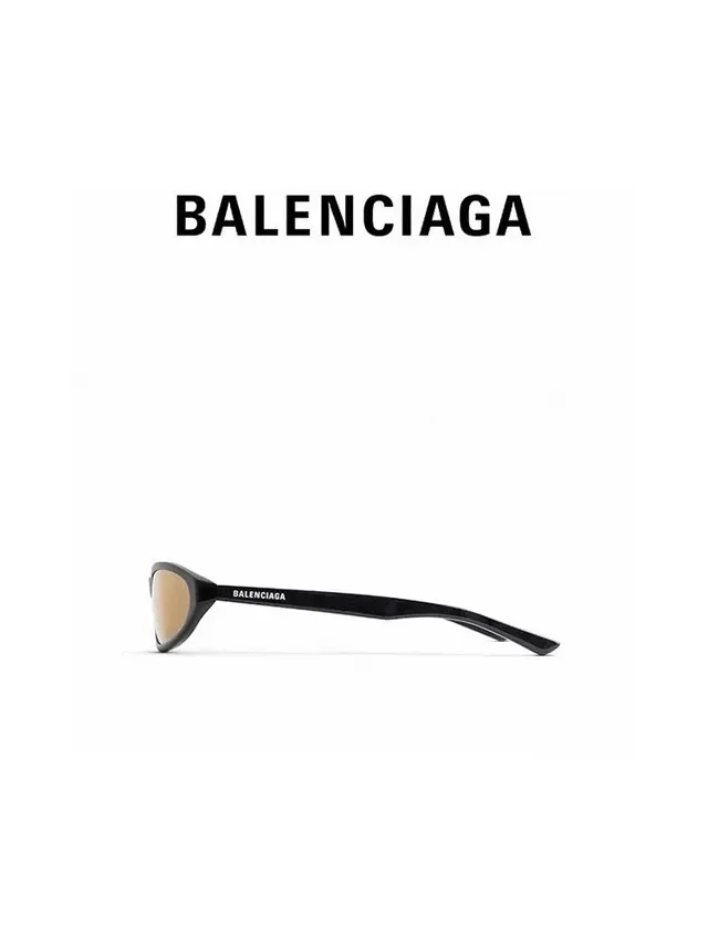 Balenciaga काला भूरा ओवल फ्रेम मैट एसिटेट सनग्लासेस 9
