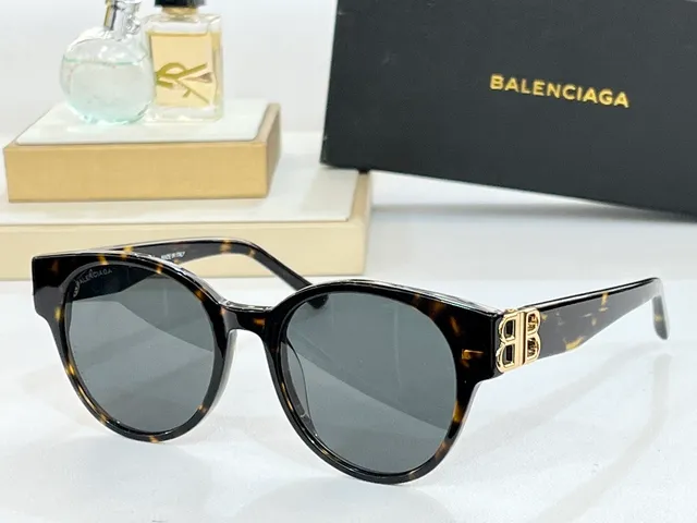 Balenciaga Black Gold Oval Acetate Frame B-Logo Hardware Sunglasses 7