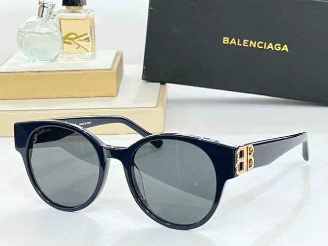 Balenciaga Black Gold Oval Acetate Frame B-Logo Hardware Sunglasses 8