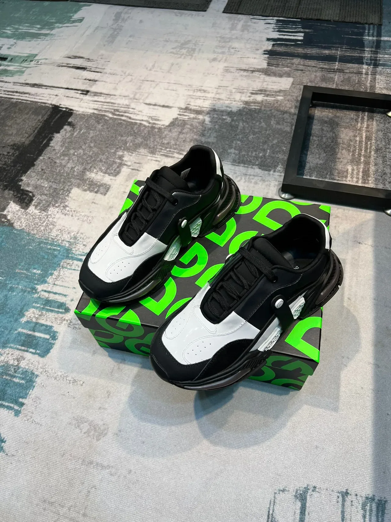 Balenciaga Black White Platform Sole Layered Upper Chunky Sneakers 5
