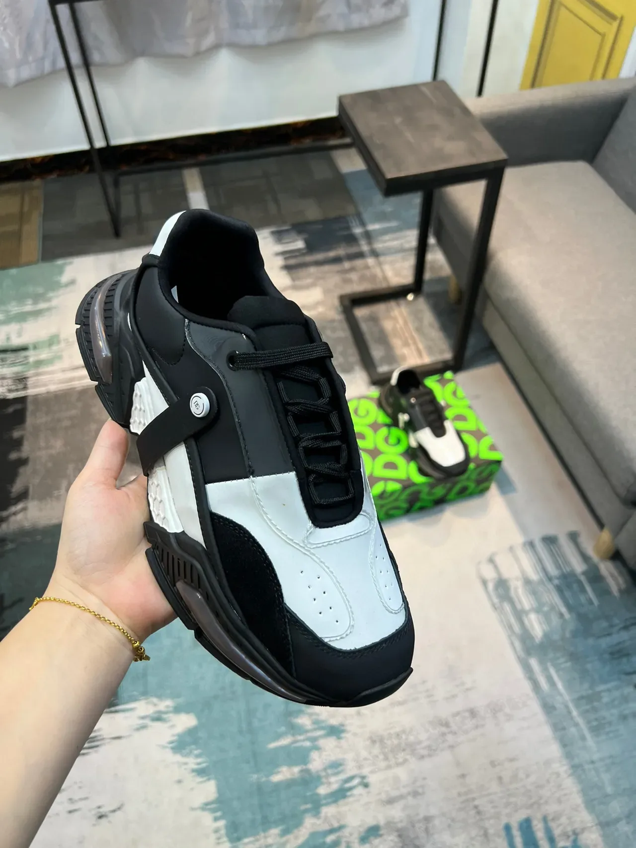 Balenciaga Black White Platform Sole Layered Upper Chunky Sneakers 6