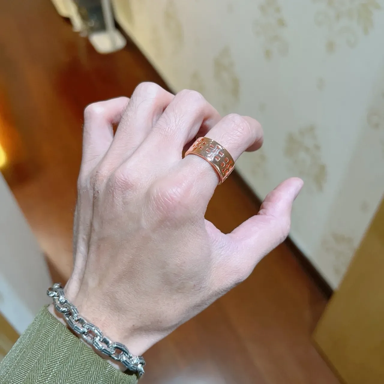 بالينزياغا لوجو كوف رينج ذهب وردي خاتم معدني 4