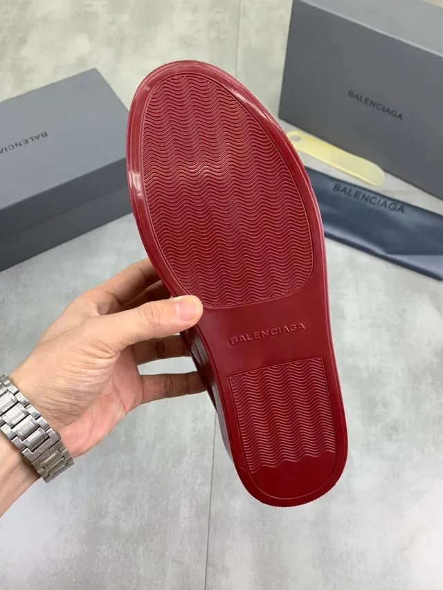 Balenciaga Sneakers Lifestyle Cuero de Grano Completo Punta Limpia Rojo 2