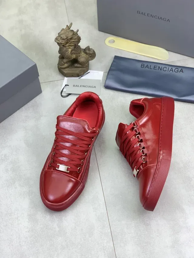 Balenciaga Sneakers Lifestyle Cuero de Grano Completo Punta Limpia Rojo 5
