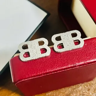 Balenciaga Red Silver Structured Leather Textured BB Logo Hardware Handbag