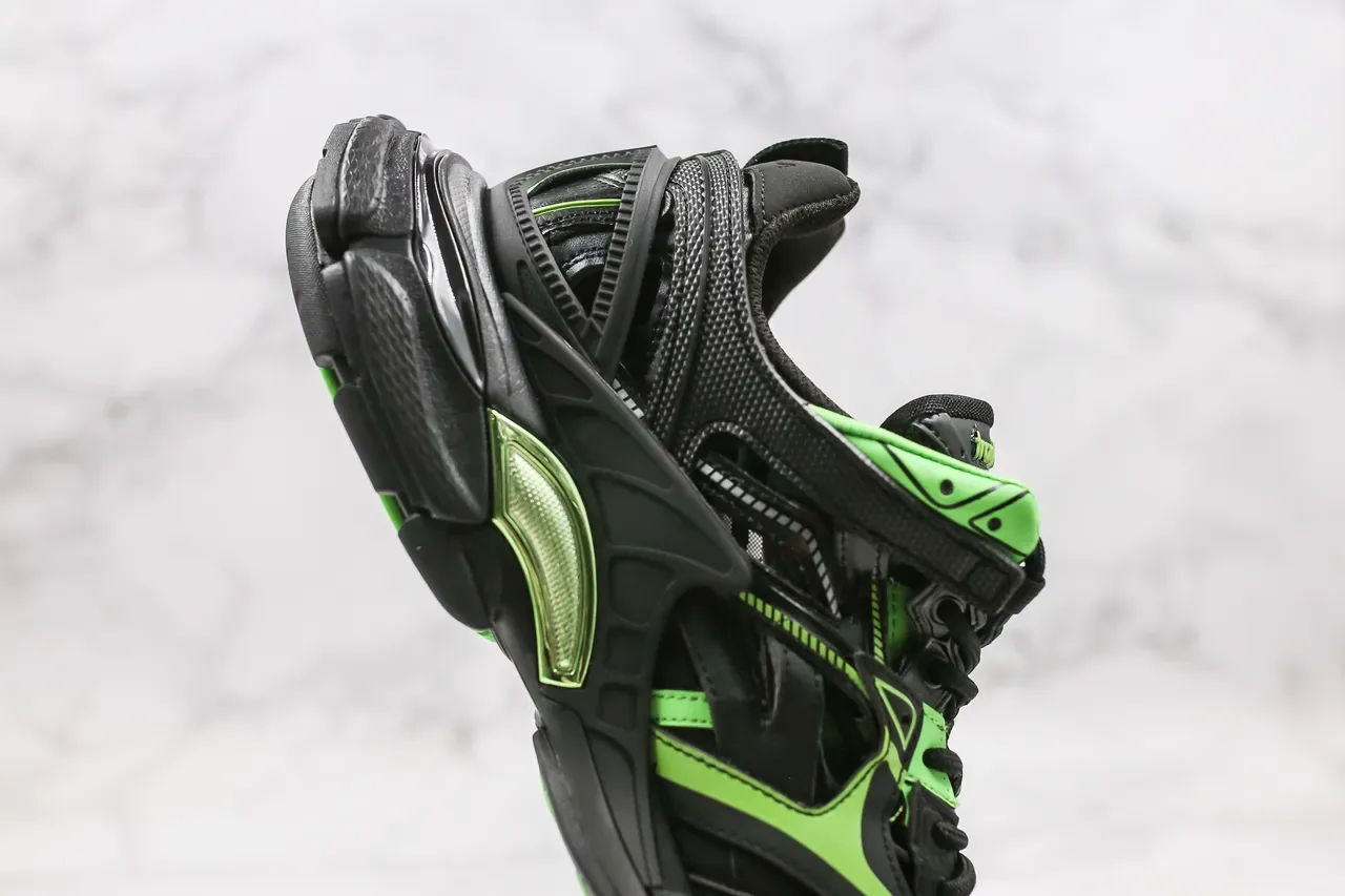 Balenciaga Runner কালো এবং লেবু সবুজ চাঙ্কি স্নিকার্স 3