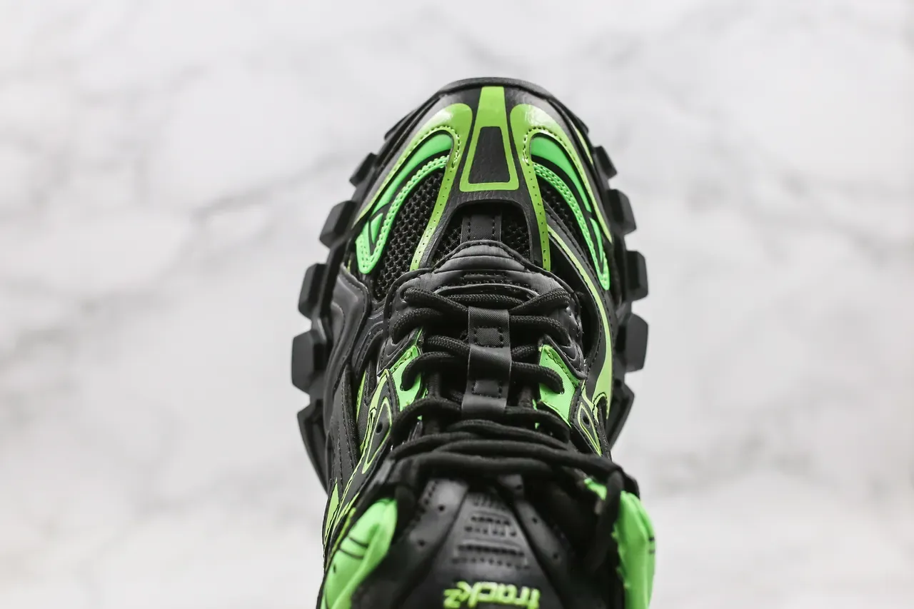 Balenciaga Runner কালো এবং লেবু সবুজ চাঙ্কি স্নিকার্স 5
