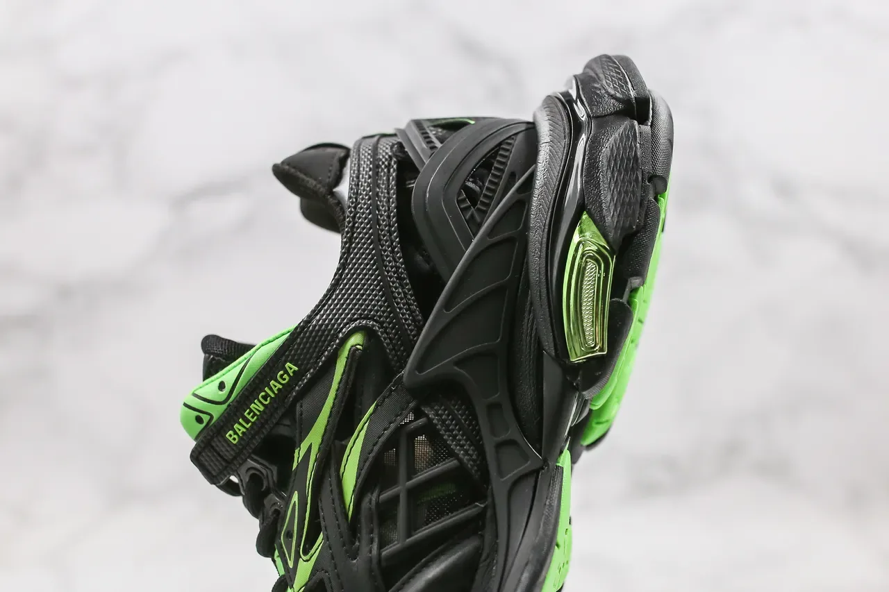 Balenciaga Runner কালো এবং লেবু সবুজ চাঙ্কি স্নিকার্স 6