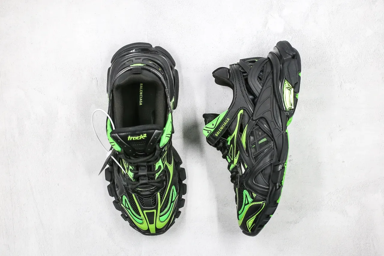 Balenciaga Runner কালো এবং লেবু সবুজ চাঙ্কি স্নিকার্স 8