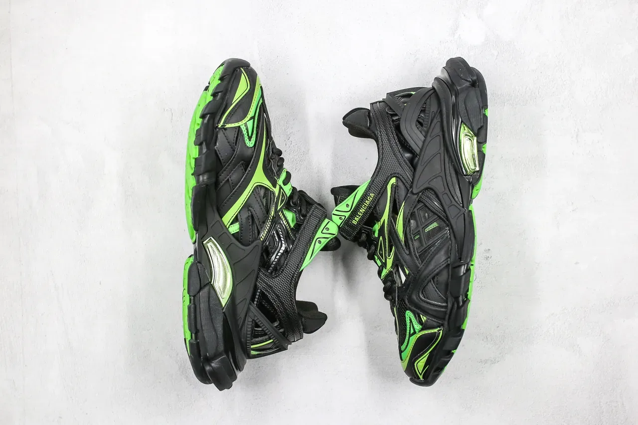 Balenciaga Runner কালো এবং লেবু সবুজ চাঙ্কি স্নিকার্স 10