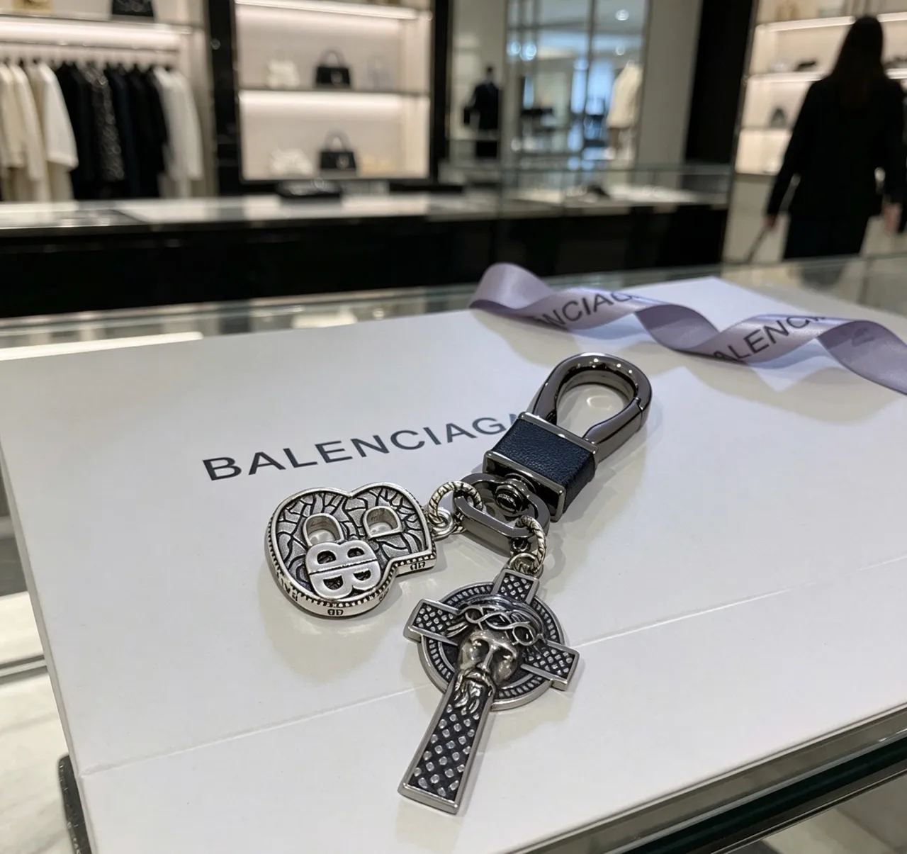 Balenciaga Silver Black Metallic Ornate Jewelry 2