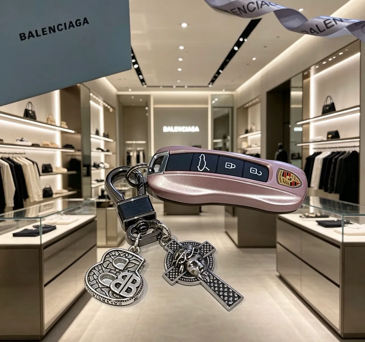 Balenciaga Silver Black Metallic Ornate Jewelry 4