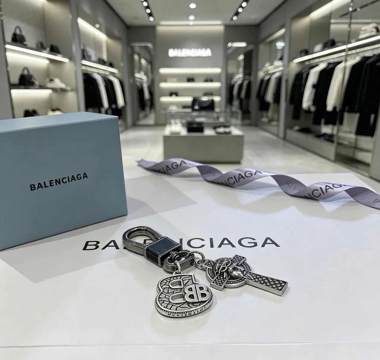 Balenciaga Silver Black Metallic Ornate Jewelry 5