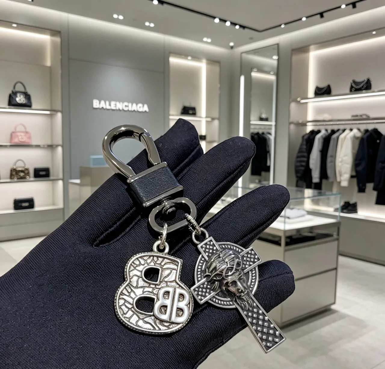 Balenciaga Silver Black Metallic Ornate Jewelry 6