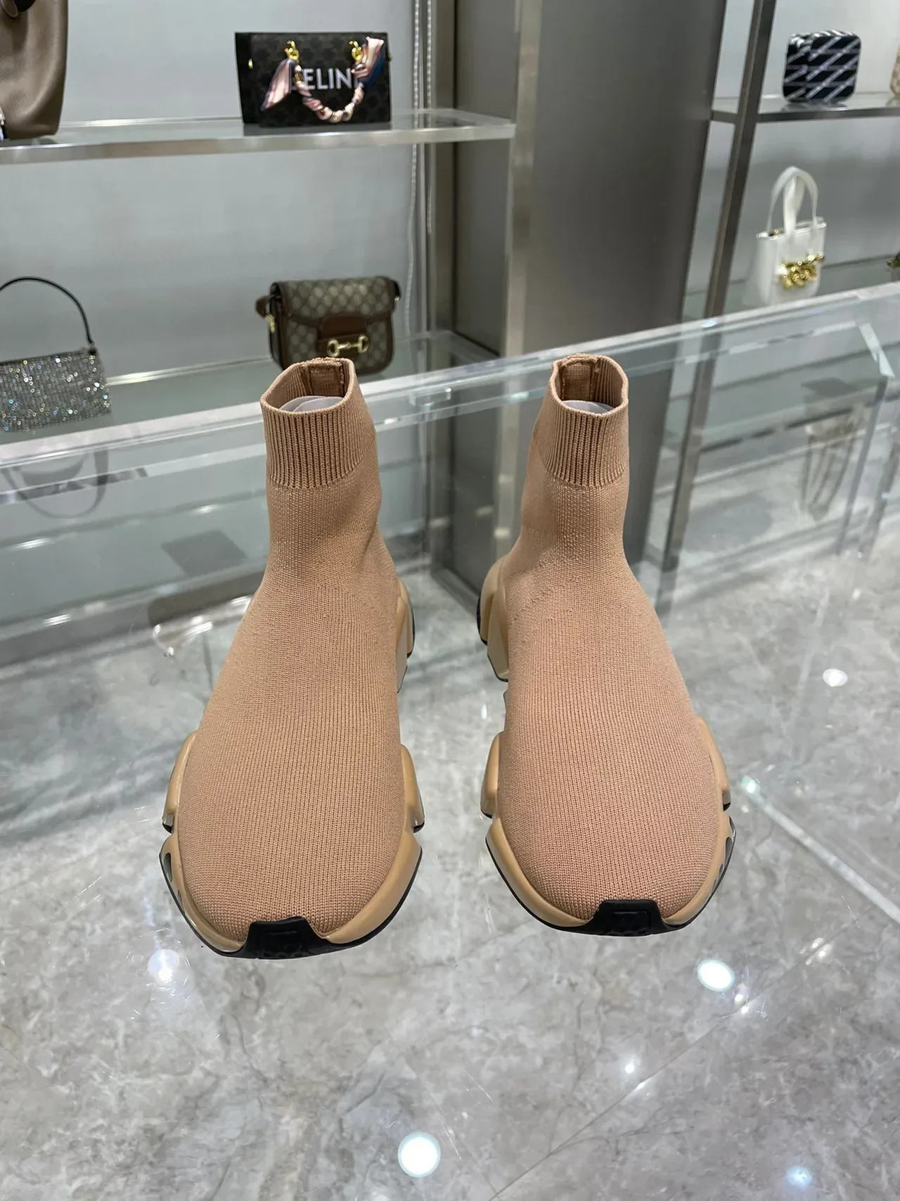 Balenciaga Speed Trainer Beige Black Lifestyle Sneakers 5