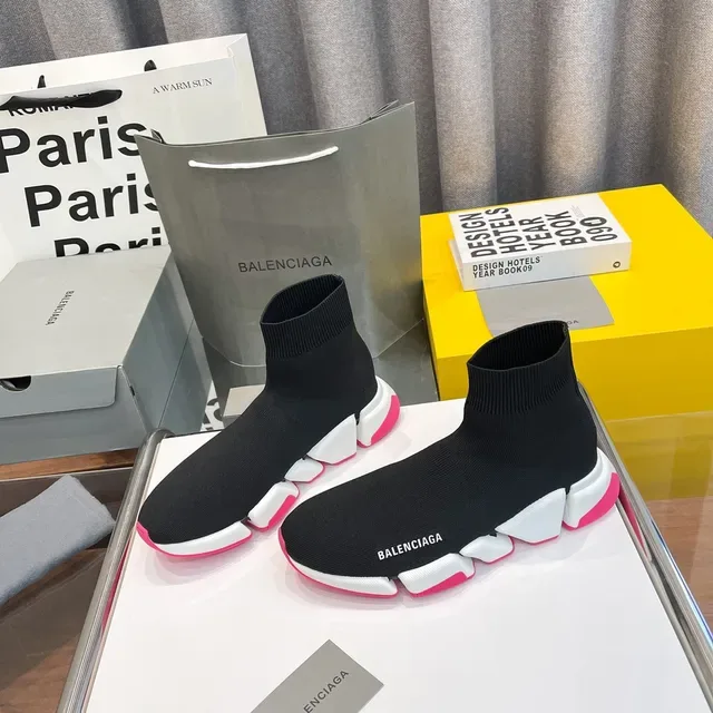 Balenciaga Speed Trainer zapatillas lifestyle negras blancas rosadas 5