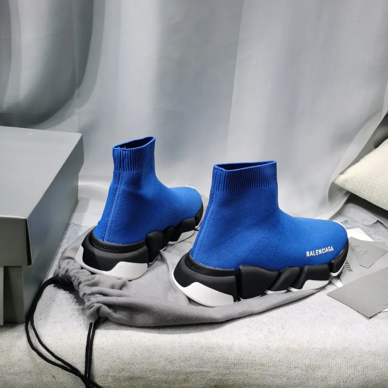Balenciaga Speed Trainer Blue Black White Lifestyle Sneakers 4