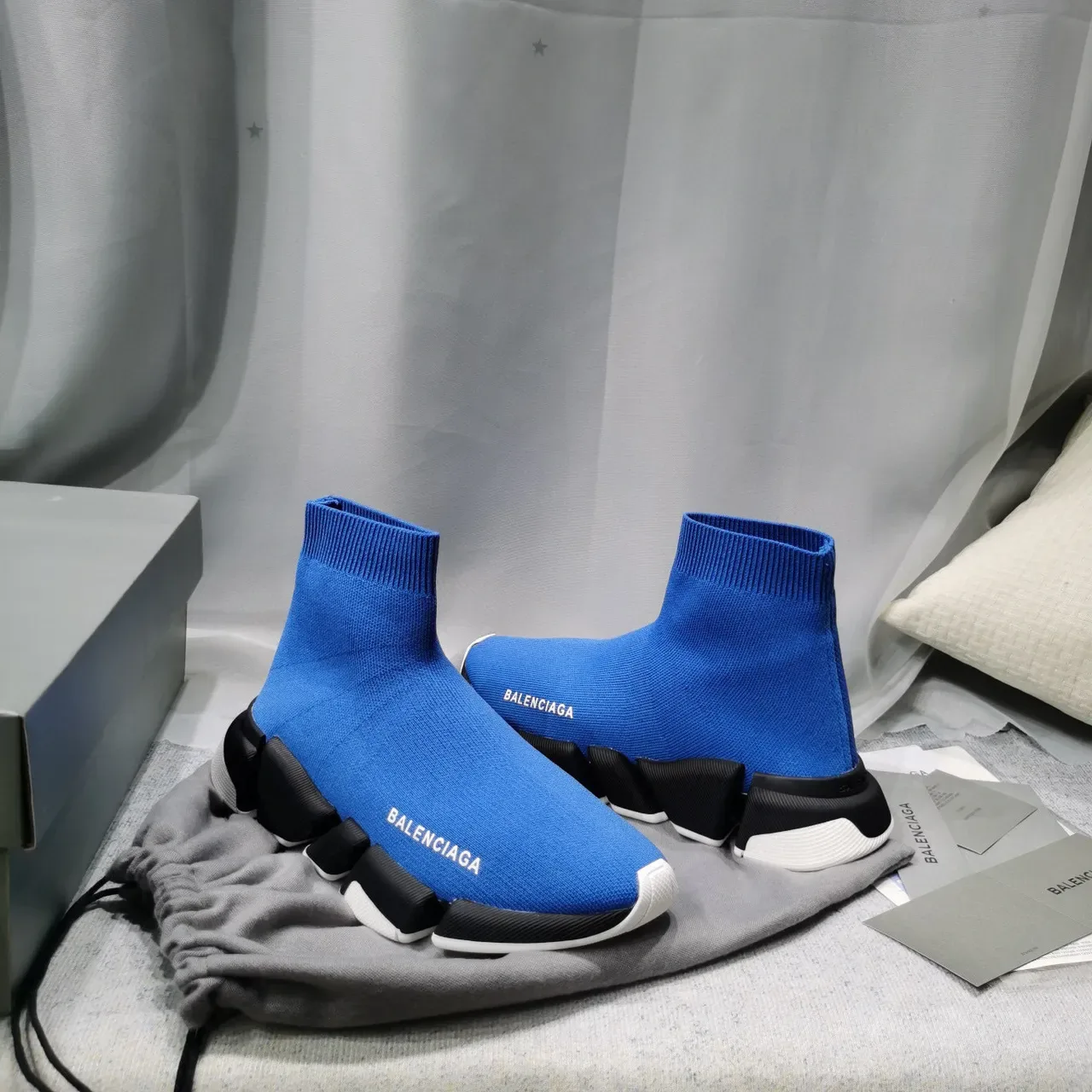 Balenciaga Speed Trainer Blue Black White Lifestyle Sneakers 5