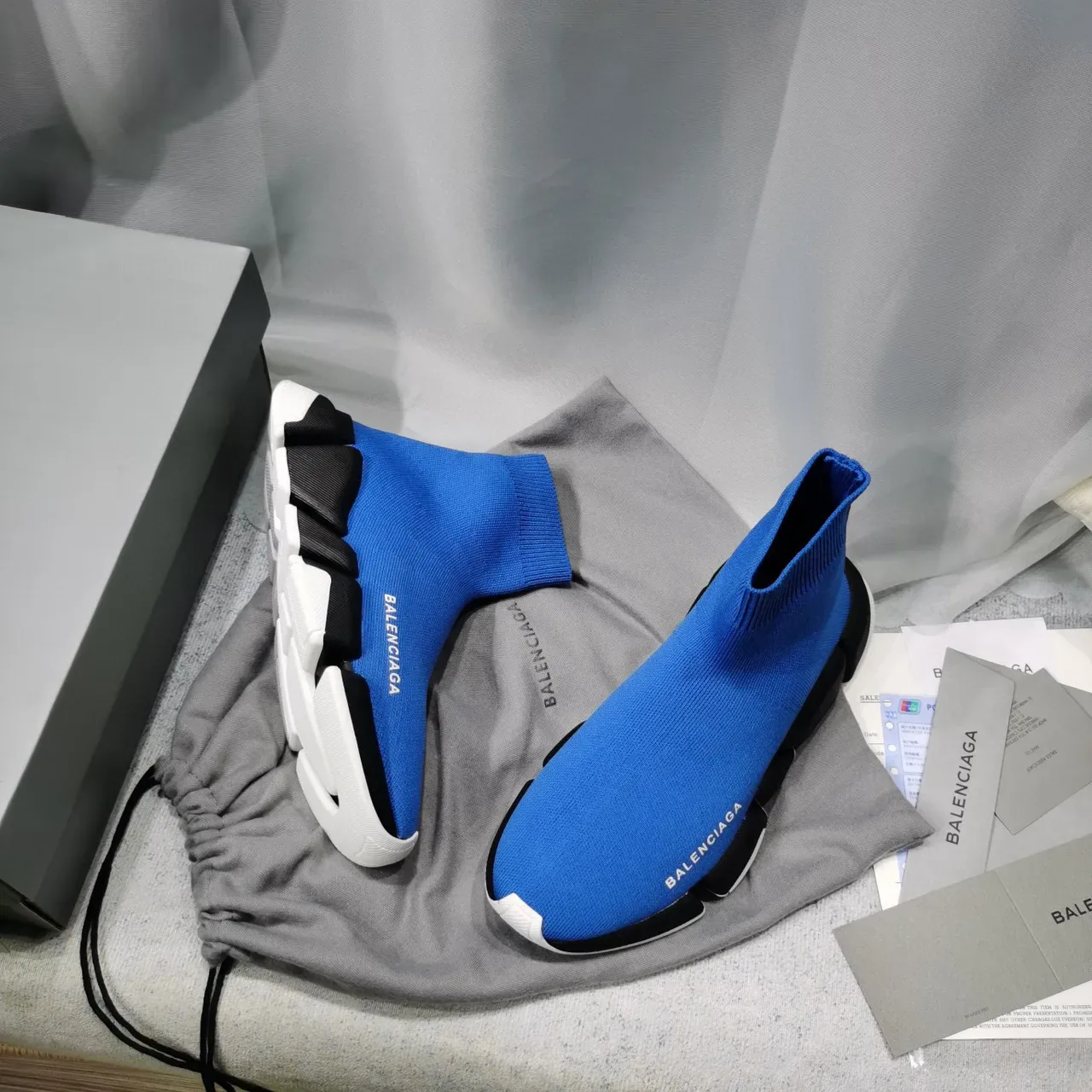 Balenciaga Speed Trainer Blue Black White Lifestyle Sneakers 6
