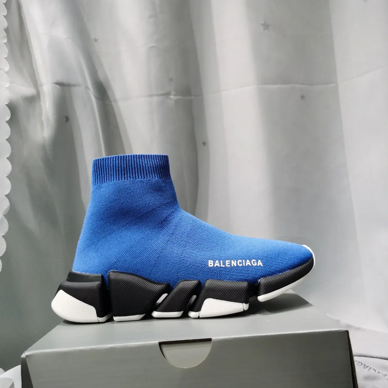 Balenciaga Speed Trainer Blue Black White Lifestyle Sneakers 7