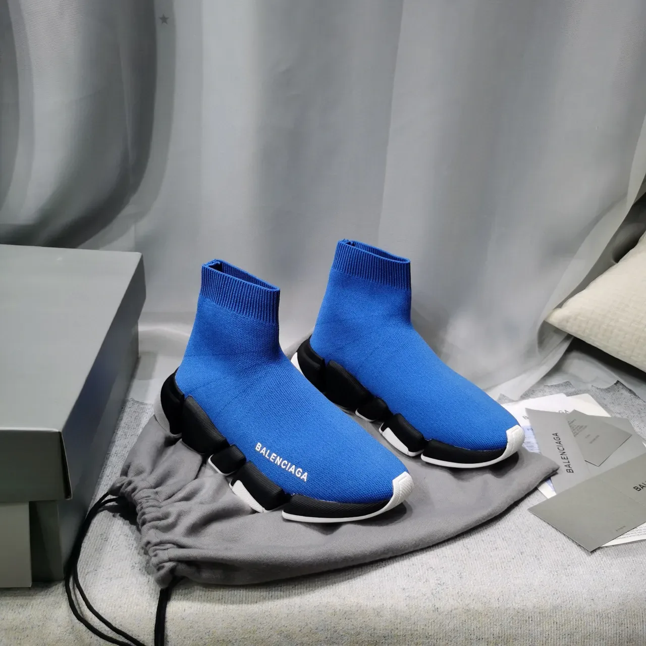 Balenciaga Speed Trainer Blue Black White Lifestyle Sneakers 9