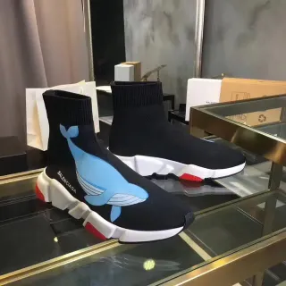 Balenciaga Speed Trainer Whale Print Black Lifestyle Sneakers