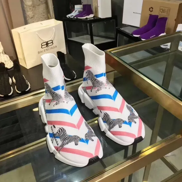 Balenciaga Speed Trainer 斑马印花条纹生活方式运动鞋 2