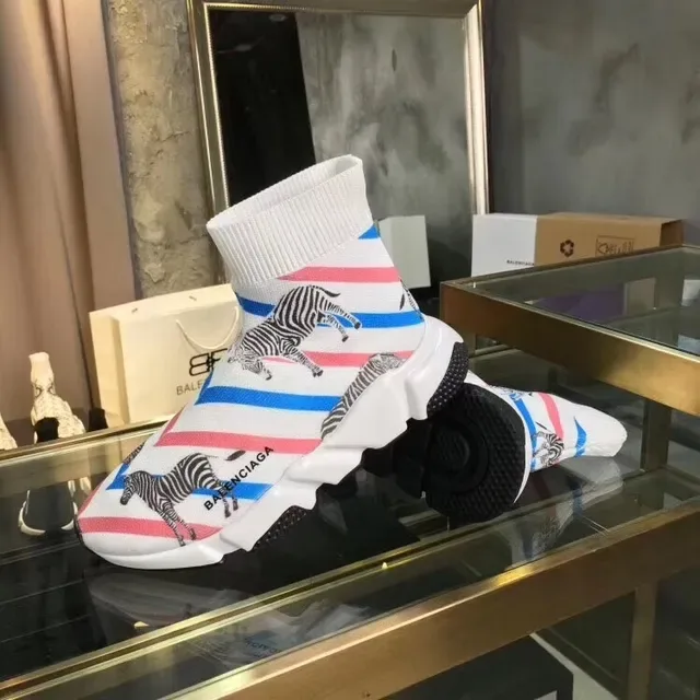 Balenciaga Speed Trainer 斑马印花条纹生活方式运动鞋 4