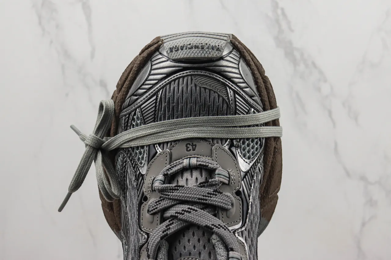 Balenciaga Track Trainer baskets chunky en maille gris et noir 6