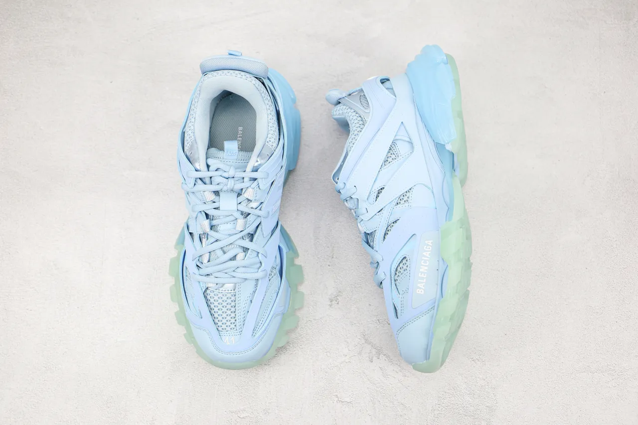 Balenciaga Track Trainer Light Blue and Mint Green Chunky Sneakers 8