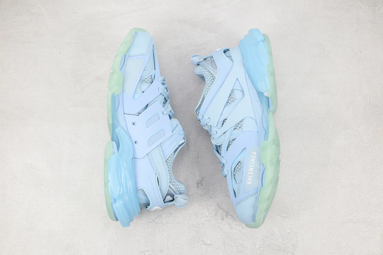 Balenciaga Track Trainer Light Blue and Mint Green Chunky Sneakers 9