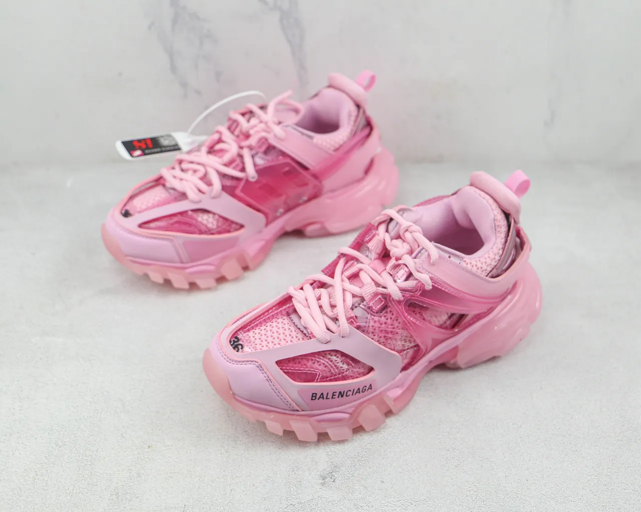Balenciaga Track Trainer Pink Transparent Chunky Sneakers 4