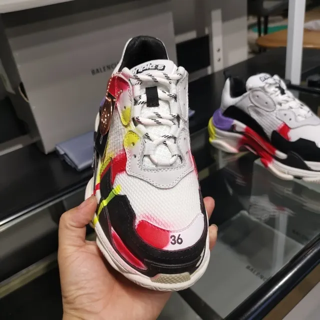 Balenciaga Triple S Multicolor Paint-Drip Chunky Sneakers 3