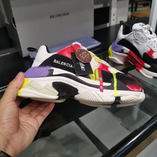 Balenciaga Triple S Multicolor Paint-Drip Chunky Sneakers 8