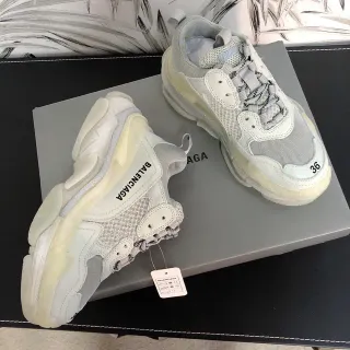 Balenciaga Triple S White and Gray Chunky Sneakers