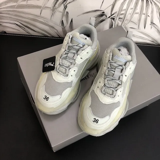 Balenciaga Triple S White and Gray Chunky Sneakers 2