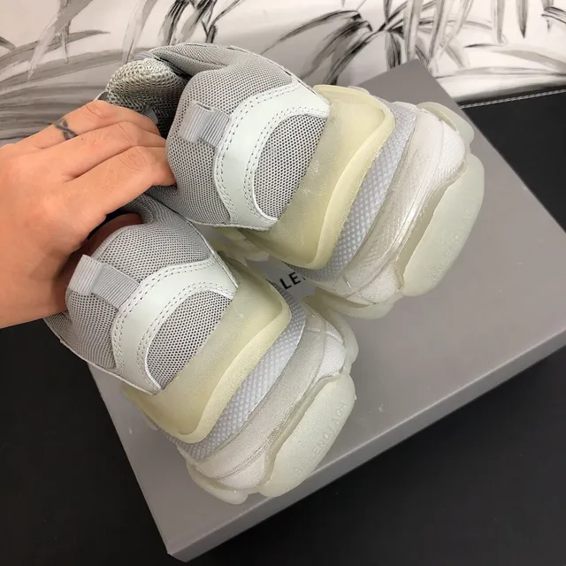 Balenciaga Triple S White and Gray Chunky Sneakers 4