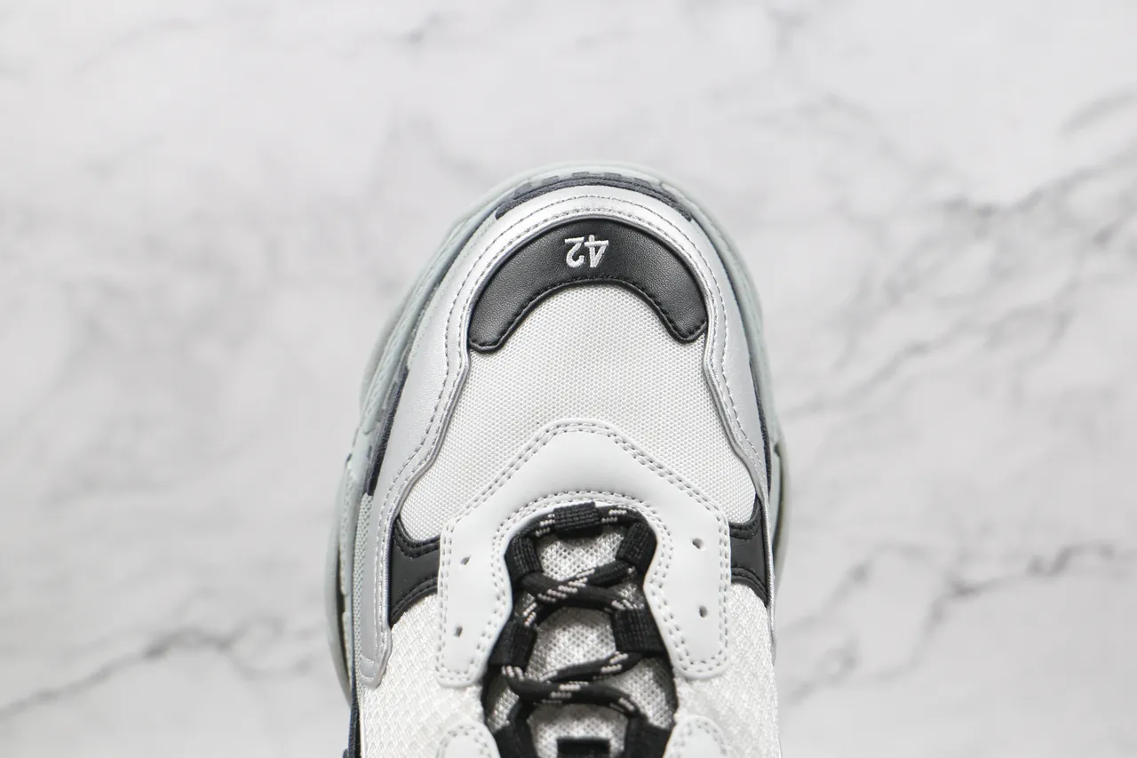 Balenciaga Triple S White Black Gray Chunky Sneakers 5