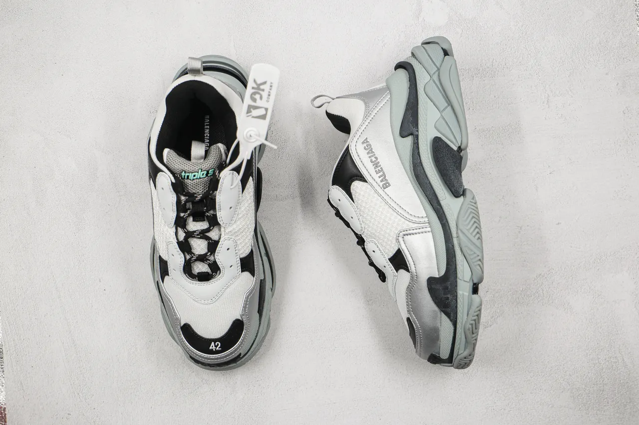 Balenciaga Triple S White Black Gray Chunky Sneakers 8